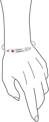 Vista 4 de Pulsera de identificación de alerta médica personalizable, de acero inoxidable, 7.0in