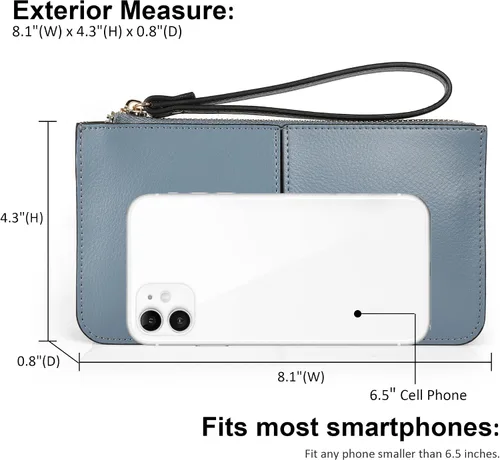 Vista 4 de Befen - Bolso clutch de mano de cuero con correa para teléfono celular, organizador de tarjetas