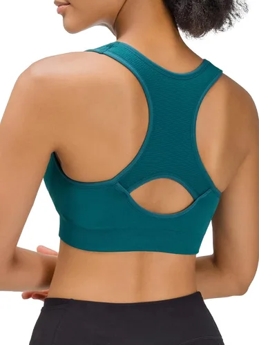 Vista 3 de FITTIN - Brasier deportivo con espalda cruzada para mujer soporte acolchado de alto impacto sin costuras para yoga gimnasio entrenamiento y Fitness