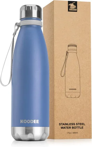 Vista 31 de koodee Botella de agua aislada (paquete de 2) botella de agua de doble pared de acero inoxidable 18/8, botella térmica de viaje con forma de cola