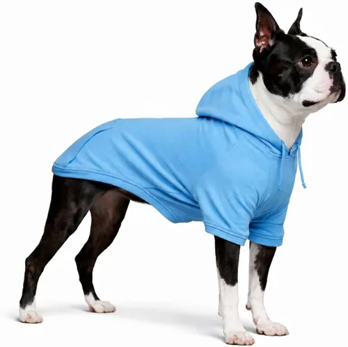 Vista 42 de Lovelonglong Sudadera básica con capucha para perros, 100% algodón, se adapta a perros pequeños, medianos y grandes, color negro, XS