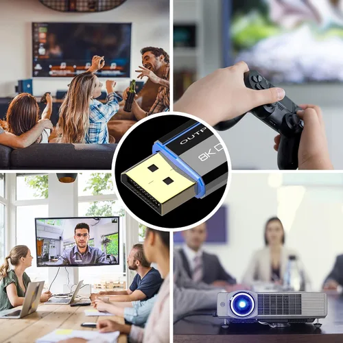 Vista 5 de Cable de fibra óptica DP de 8 K de 33 pies/32.8 ft, 8K @60Hz, 4K @144Hz, cable Displayport 1.4 de 32.4 Gbps, conector chapado en oro, cable delgado
