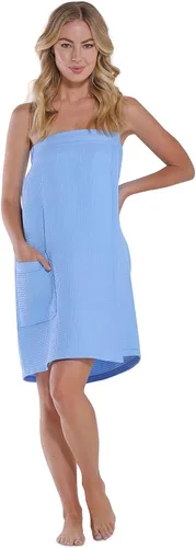 Vista 2 de Turquaz Batas de gofres ligeras hasta la rodilla para mujer, spa, baño, gofres