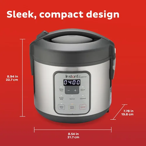 Vista 4 de Instant Pot Zest - Arrocera de 8 Tazas One Touch, de los Fabricantes de Instant Pot, Vaporizador, Cocina Arroz, Granos, Quinoa y Avena, 8 tazas