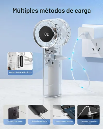 Vista 8 de TriPole Ventilador portátil mini ventilador turbo de mano para viajes, tiempo máximo de enfriamiento de 20 horas, ventiladores de batería recargable