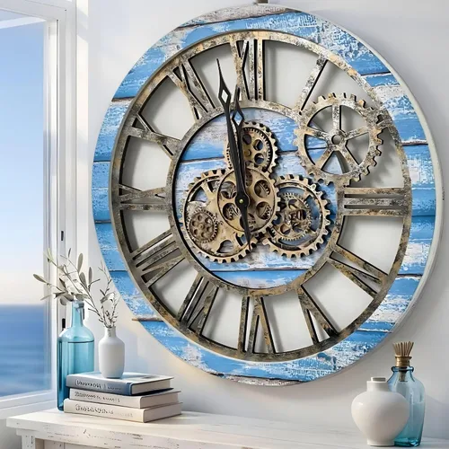 Vista 15 de ImprovingLife El Reloj de Engranajes El Reloj de Pared Original con Engranaje de Movimiento Real Vintage Industrial de Gran Tamaño Rústico de Granja