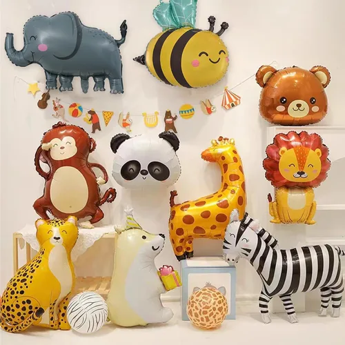 Vista 4 de Globos de abeja, 6 piezas de globos de aluminio con forma de helio para fiesta de animales de dibujos animados para selva safari temática telón