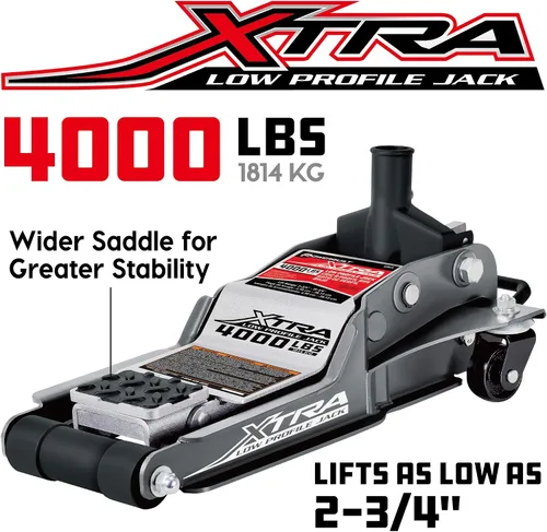 Vista 2 de Powerbuilt Xtra Gato de Suelo de Perfil Bajo para Vehículos con Barra de Seguridad, Gato Extra Bajo para Automóvil - Capacidad de Carga de 2