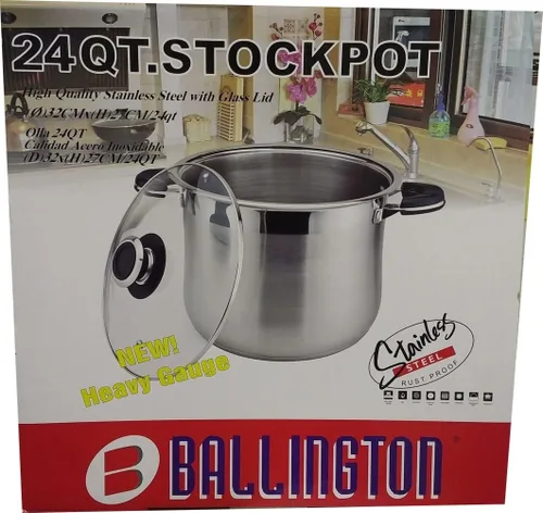 Vista 3 de Ballington Olla de acero inoxidable de 24 cuartos de galón con tapa de vidrio