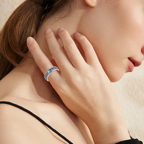 Vista 2 de POPLYKE Anillos giratorios giratorios de plata de ley para mujer, para aliviar el estrés, regalo