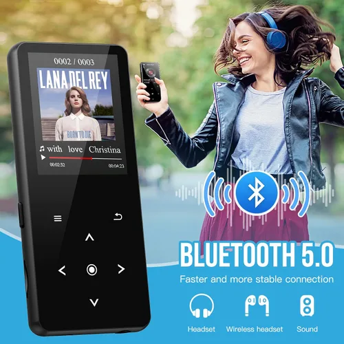 Vista 3 de Reproductor MP3 de 32 GB con Bluetooth 5.0, reproductor de música con altavoz HD integrado para niños, radio FM, grabadora de voz, sonido HiFi