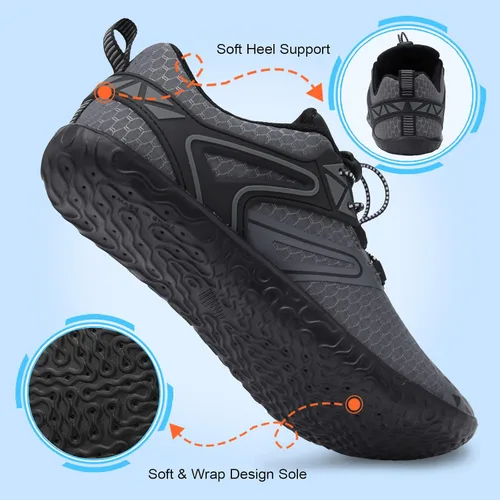Vista 6 de L-RUN Zapatos de agua para hombre y mujer, zapatos de agua descalzos para senderismo, secado rápido, calcetines acuáticos para natación, buceo