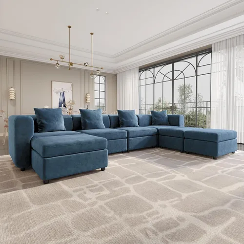 Vista 13 de Sofá modular modular de 3 plazas, terciopelo moderno con funda de cojín extraíble y lavable para espacios pequeños, marco de madera maciza, 108.66