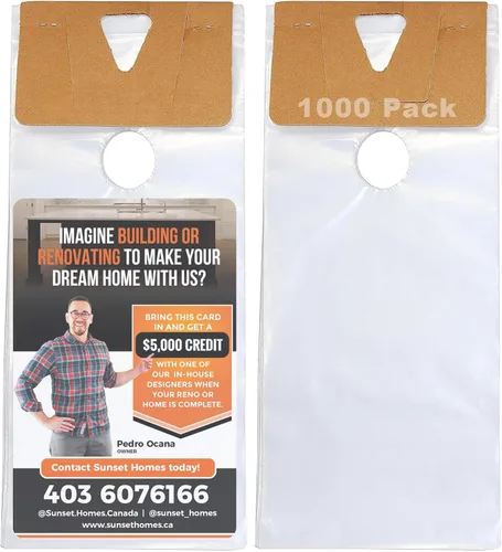 Vista 8 de Paquete de 100 bolsas de plástico para colgar puertas, 6 x 12 pulgadas Transparente