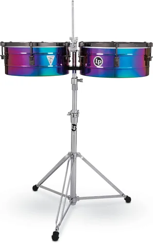Vista 5 de Latin Percussion Tony Succar Signature Timbale - Rainbow Chrome - Hardware cromado negro