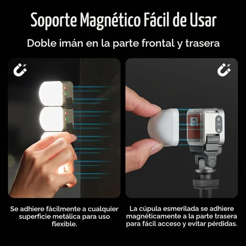 Vista 8 de HARLOWE Atom 2 - Luz de video LED magnética, kit de luz dual Pocket 3