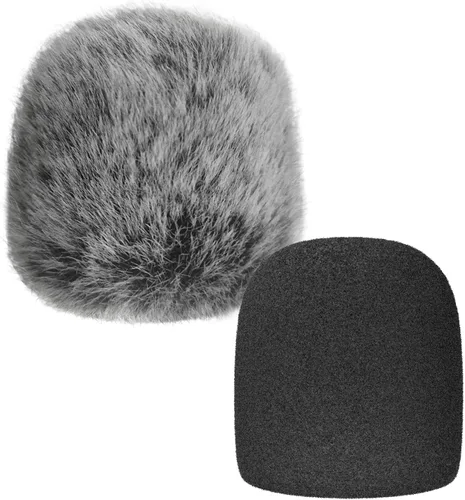 Vista 10 de Cubilux Juego de Parabrisas Peludo y Cubierta de Espuma para Micrófono de Solapa Lavalier, Parabrisas Muff Protector contra Viento Deadcat, Manguito
