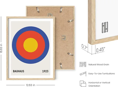 Vista 3 de HAUS AND HUES - Arte de póster Bauhaus - Juego de 3 arte de pared abstracto moderno, pósteres vintage e impresiones, arte de pared azul y amarillo