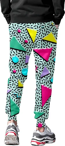 Vista 3 de VVGETE Disfraces de los años 80 para hombre, pantalones deportivos, pantalones casuales para correr con cordón, traje de los años 90 para hombre