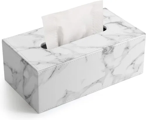 Vista 11 de KINGFOM Funda de caja de pañuelos de cuero sintético PU, soporte rectangular para caja de pañuelos con fondo magnético, dispensador de servilletas