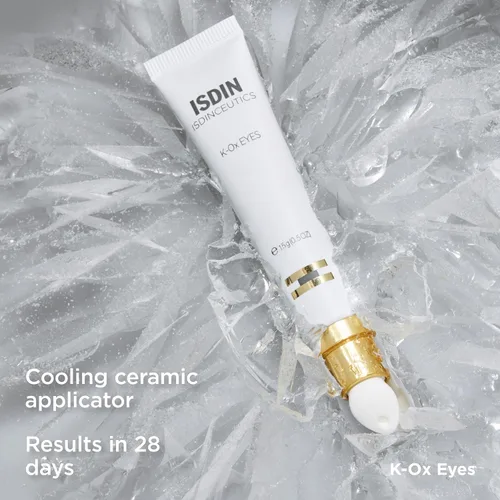 Vista 5 de ISDIN K-Ox - Crema iluminadora para debajo de los ojos para hinchazón y ojeras con beneficios antienvejecimiento, vitamina K y ácido hialurónico