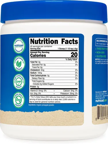 Vista 5 de Nutricost Polvo de piña orgánico (8 onzas) – Orgánico certificado por USDA, jugo de piña en polvo, sin gluten