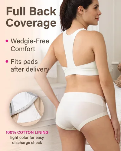Vista 4 de Intimate Portal Ropa Interior de Maternidad de Algodón para Embarazo Posparto Calzones Debajo del Vientre Estilo Boyshort