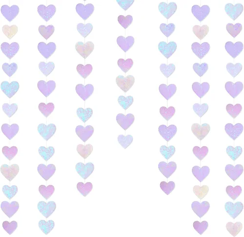 Vista 24 de 52 pies Guirnalda de corazón de amor dorado azul marino para decoración de fiesta del día de San Valentín Bandera de serpentina colgante azul real