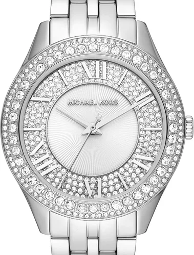 Vista 4 de Michael Kors Harlowe Women's Watch, Stainless Steel and Pavé Crystal Watch for Women with Steel or Leather Band