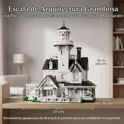 Vista 5 de Magic Owens House Building Set for Adults with LED Lights Black&white