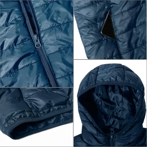 Vista 5 de MYJAJAYI Chaquetas acolchadas para hombre, ligera, plegable, de invierno, con capucha, resistente al agua, ropa abrigadora