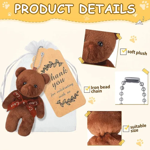 Vista 3 de Zhanmai 20 juegos de mini oso de peluche para decoración de baby shower, regalos de muñecas de baby shower, etiqueta de agradecimiento, bolsa