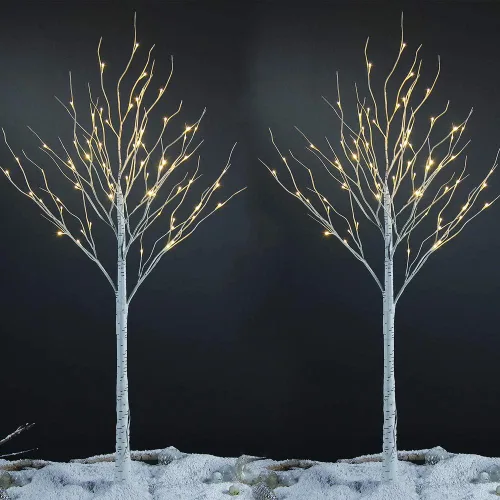 Vista 8 de Abedul con luces LED Lightshare™ + 10L luces LED Icicle Twinkling (blanco/azul), luces decorativas para el hogar, fiestas, festivales, Navidad