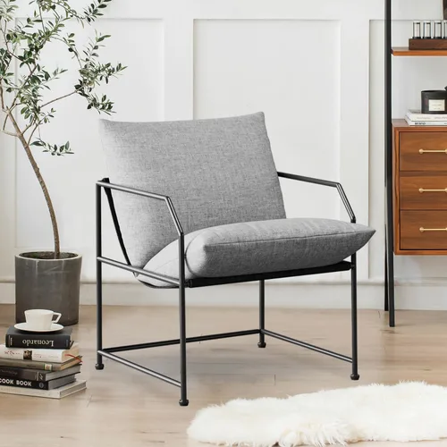 Vista 12 de Silla de acento para sala de estar, sillas cómodas de lectura para dormitorio, silla de salón tapizada, silla de brazo moderna de mediados de siglo