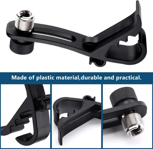 Vista 7 de Facmogu 2 clips de micrófono de tambor, soporte de abrazadera de micrófono ajustable, clip de seguridad para micrófono, soportes de tambor a prueba