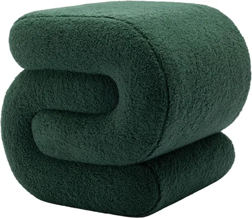 Vista 5 de KIVENJAJA Taburete otomano Sherpa, moderno en forma de S, taburete otomano, taburete otomano, silla decorativa para el suelo, taburete para sala