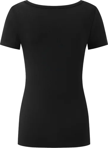 Vista 4 de OThread & Co. Camiseta de manga corta para mujer, cómoda, cuello cuadrado, capa elástica básica