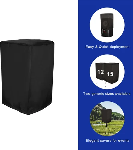 Vista 3 de Cubierta de altavoz para exteriores de 15 pulgadas, cubierta protectora de altavoz vertical, protector solar, bolsa de protección contra el polvo
