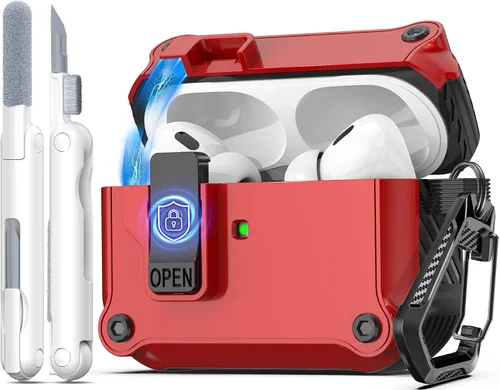 Vista 211 de R-fun Funda de carga compatible con AirPods de 2ª generación 2019, 1ª generación 2016, protección completa contra caídas, tapa desplegable