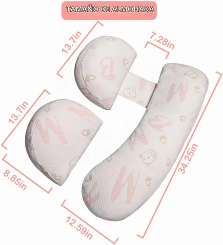 Vista 7 de Almohada de maternidad de embarazo para dormir, soporte para caderas, espalda, piernas, con funda desmontable y ajustable
