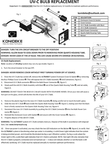 Vista 3 de Konideke Bombilla de repuesto compatible Sundancee-Spas Clearr-Rayy XL 6472-841 compatible con Jacuzzii Spas J-200 J-300 J-400