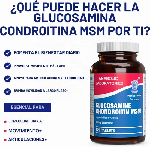 Vista 3 de Glucosamina condroitina MSM de alta absorción, fórmula clínica, suplemento de tendón y ligamento articular óseo con condroitina MSM glucosamina, sin