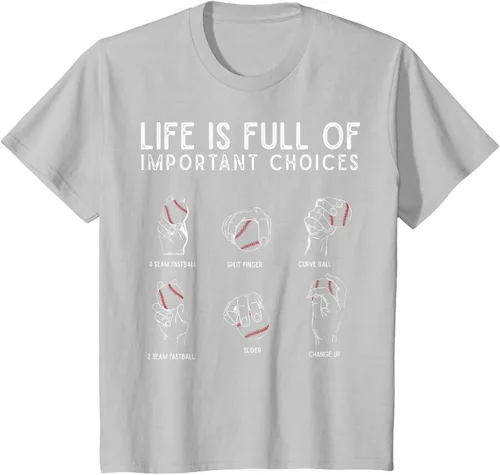 Vista 32 de Tipos de béisbol Pitches Life Choices Jugador Camiseta