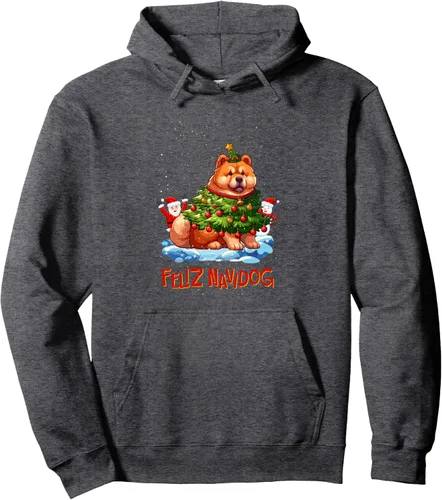 Vista 5 de Chow Chow Merry Christmas Tree Lights Dog X-Mas Dogs Pullover Hoodie