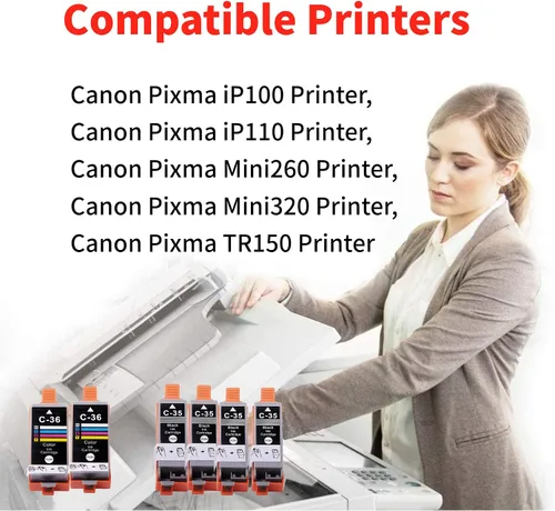 Vista 3 de 5X CLI-36 Cartucho de tinta de color para impresora Canon Pixma iP110 iP100 TR150 5C