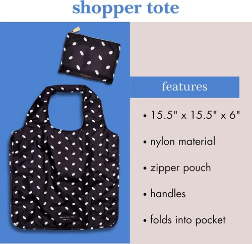 Vista 4 de Kate Spade New York Bolsas reutilizables para productos, bolsa de compras con bolsillo de almacenamiento con cremallera, bolsa de comestibles