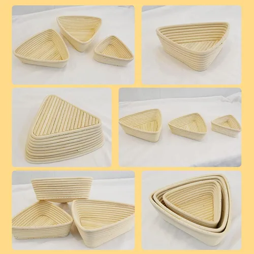 Vista 8 de Surakey Panadería - Cesta de pan, triangular, para hacer pan, para el hogar, cocina, pan de masa madre, para hornear, ratán, pan, fermentación