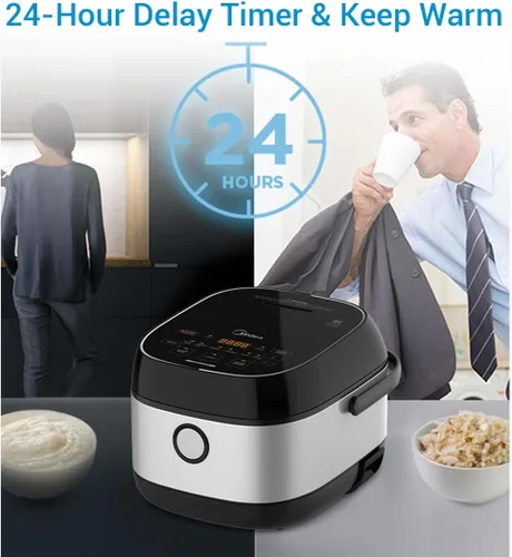 Vista 6 de Midea Olla arrocera de 3 litros con cesta de vapor, capacidad de 6 tazas sin cocer, calefacción por inducción y tecnología de lógica difusa, inicio