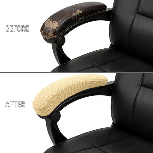 Vista 2 de Melaluxe 2 fundas de poliéster extraíbles para reposabrazos de silla de oficina (beige)