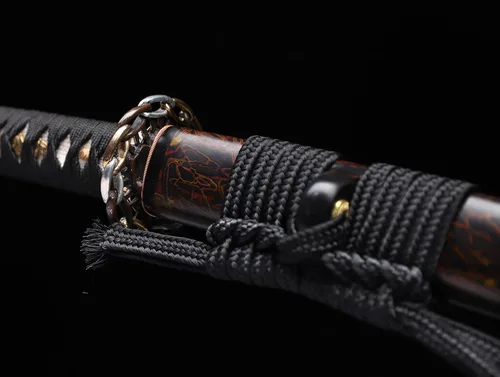 Vista 7 de Espada katana forjada a mano, arcilla real, acero templado L6, Hitatsura Hamon () Espada samurai espada de espiga completa